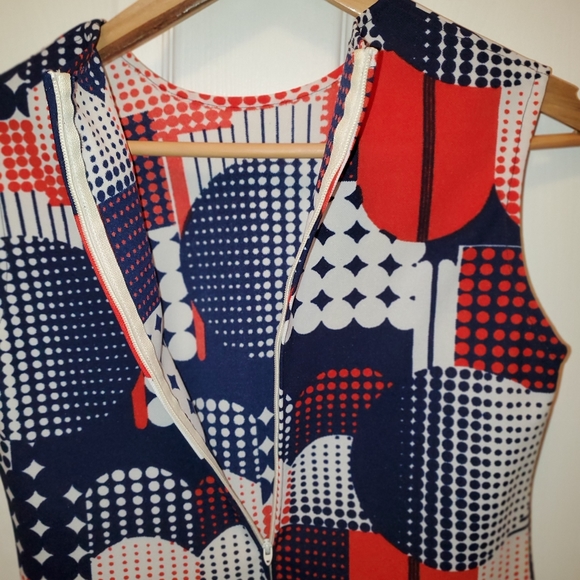 Vintage 70'S Sportables Polyester Blouse twinset 2 pc psychedelic mod patchwork - Picture 6 of 13